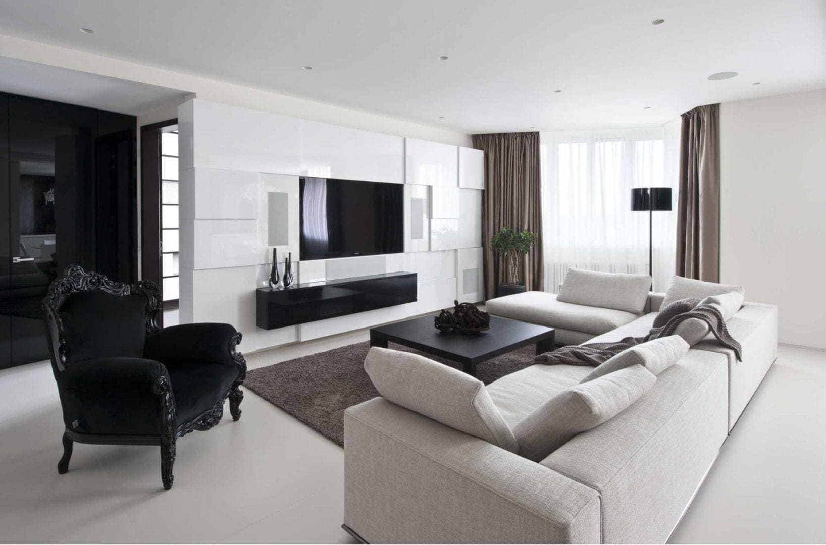 Современный дизайн интерьера квартиры в серых оттенках