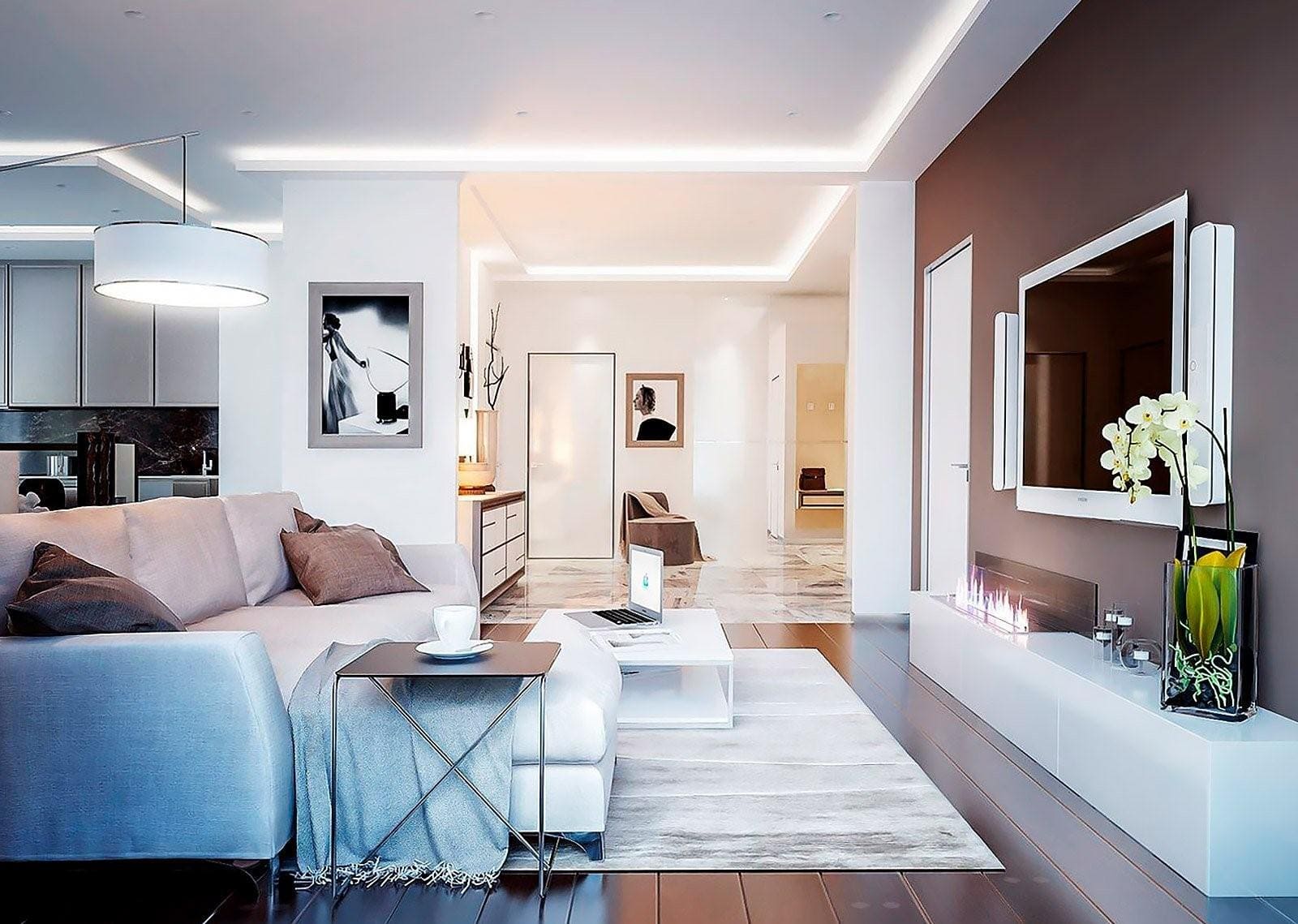 Современный дизайн интерьера квартиры в светлых тонах